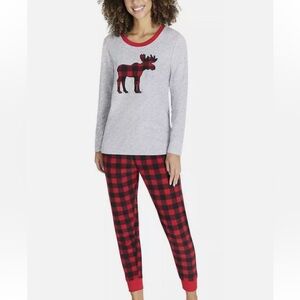 Eddie Bauer Moose Red Buffalo Plaid Sleep Set L